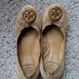 Tory Burch gold flats